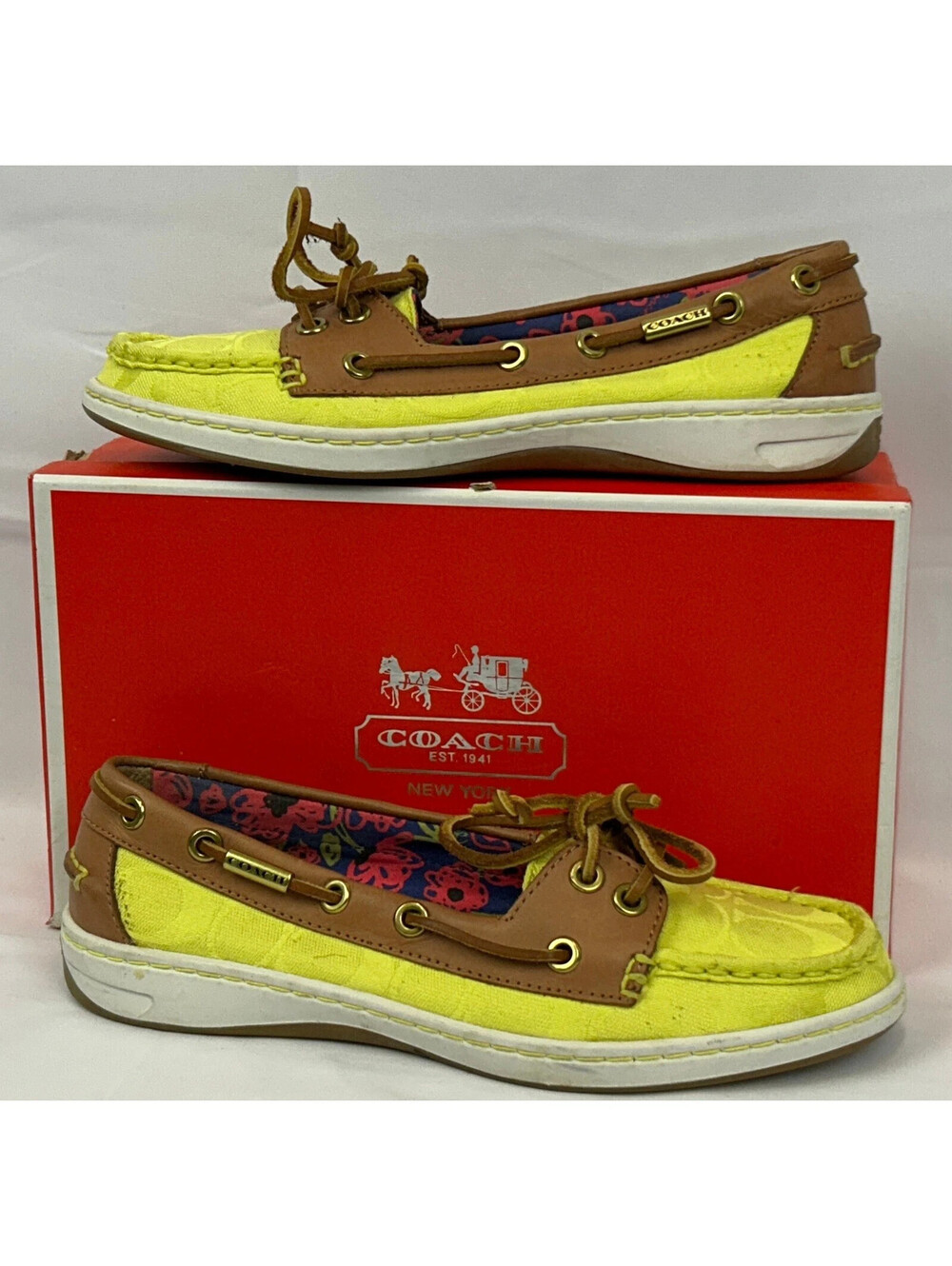Coach Richelle Women's 7.5 Bright Citrine Yellow Signature Canvas Shoes Q1780